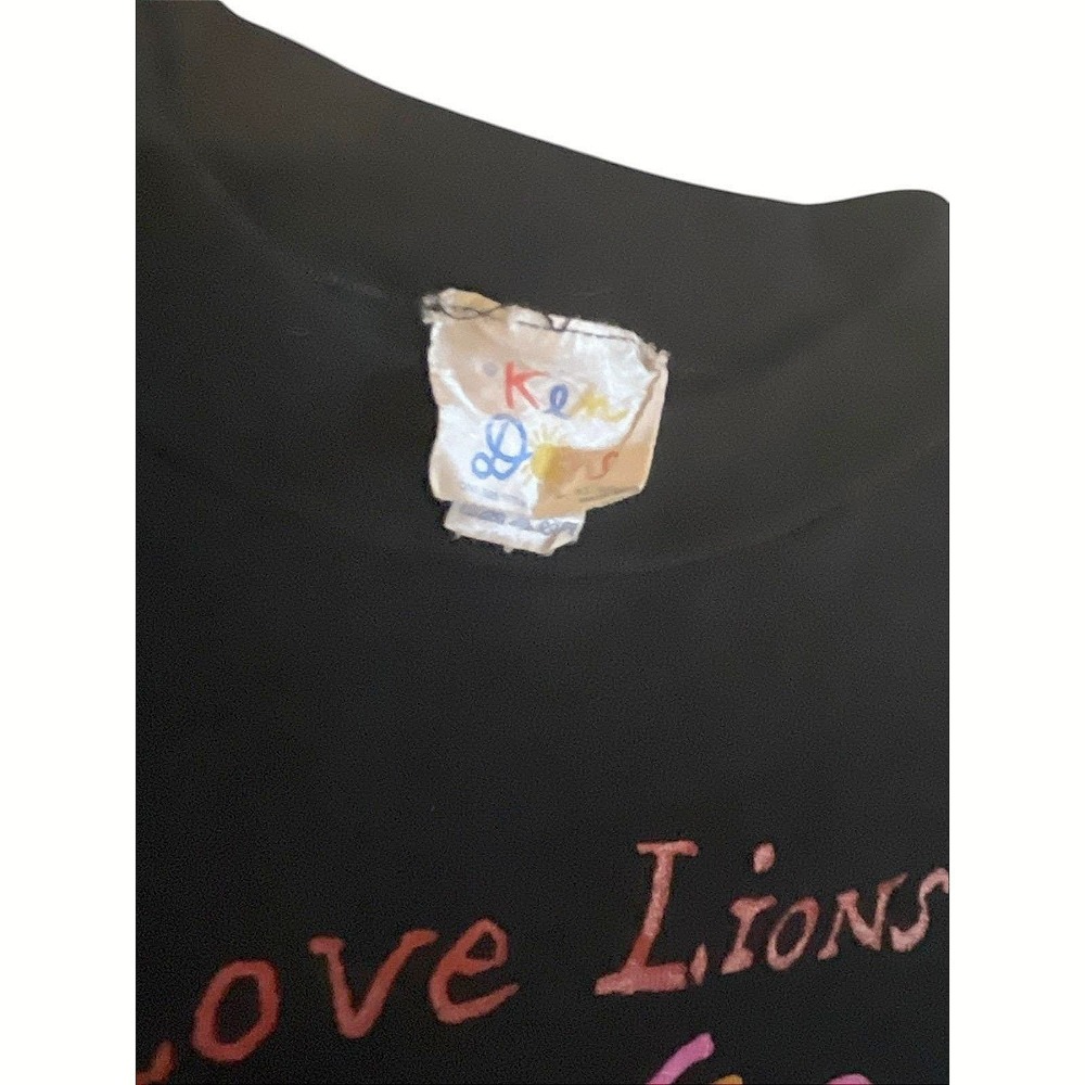 Vintage Ken Done I Love Lions Sweatshirt Black Graphic Crewneck Art 80s 90s OSFM - Picture 5 of 6